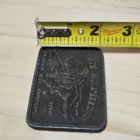Vintage 1970s Pony Express 1860 Overland Mail Company Brass Plated Belt Buckle b - Picture 9 of 10